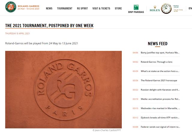 星空体育平台-法网官宣延期一周开赛 已连续两年无法如期办赛